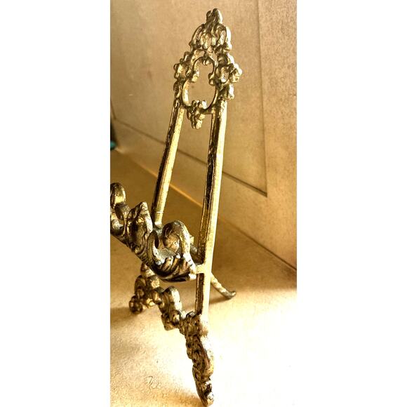 Vintage Art Display Easel Ornate Brass Metal Picture Stand 8.5” Andrea By Sadek - Picture 3 of 11